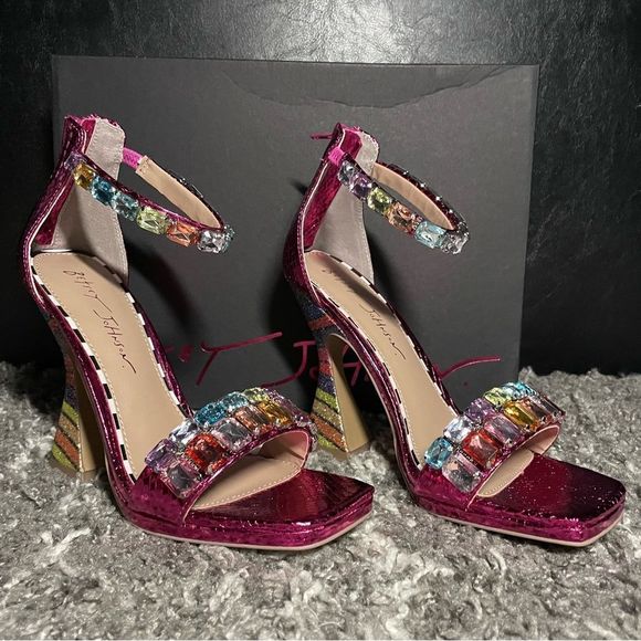 NIB Betsey Johnson Emani Embellished Flared Heel Sandals - Picture 3 of 8